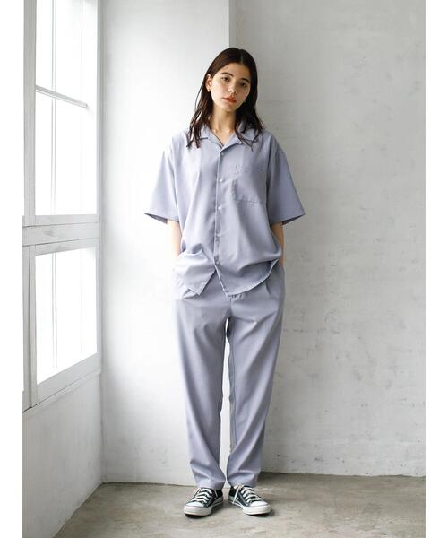 koe（コエ）の「ドライタッチポリトロ半袖オープンカラーシャツ＊（シャツ/ブラウス・レディース・ブラック/サックスブルー/ベージュ/ライトベージュ・L/M）」の16枚目の写真