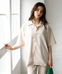 ドライタッチポリトロ半袖オープンカラーシャツ＊