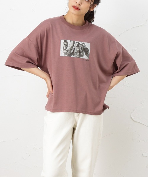 CONVERSE（コンバース）の「CONVERSE コンバース ALL STAR オールスター 転写 モノクロ プリント 半袖Tシャツ（Tシャツ/カットソー・レディース・ホワイト/ブラック/ピンク・M/L）」の3枚目の写真