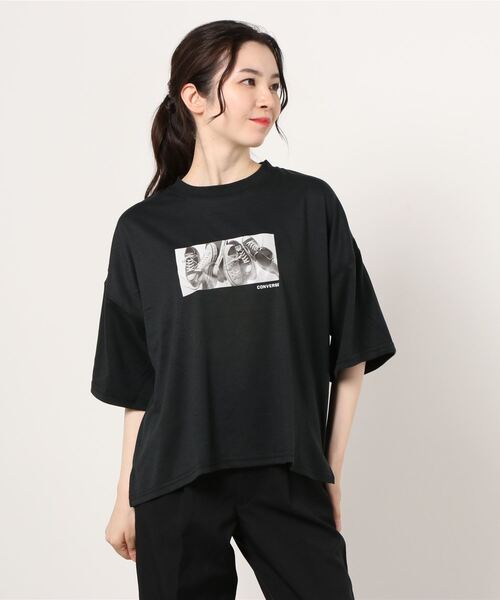 CONVERSE（コンバース）の「CONVERSE コンバース ALL STAR オールスター 転写 モノクロ プリント 半袖Tシャツ（Tシャツ/カットソー・レディース・ホワイト/ブラック/ピンク・M/L）」の9枚目の写真