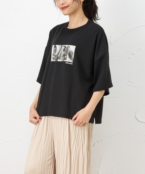 CONVERSE（コンバース）の「CONVERSE コンバース ALL STAR オールスター 転写 モノクロ プリント 半袖Tシャツ（Tシャツ/カットソー・レディース・ホワイト/ブラック/ピンク・M/L）」の12枚目の写真