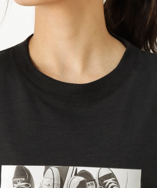 CONVERSE（コンバース）の「CONVERSE コンバース ALL STAR オールスター 転写 モノクロ プリント 半袖Tシャツ（Tシャツ/カットソー・レディース・ホワイト/ブラック/ピンク・M/L）」の17枚目の写真