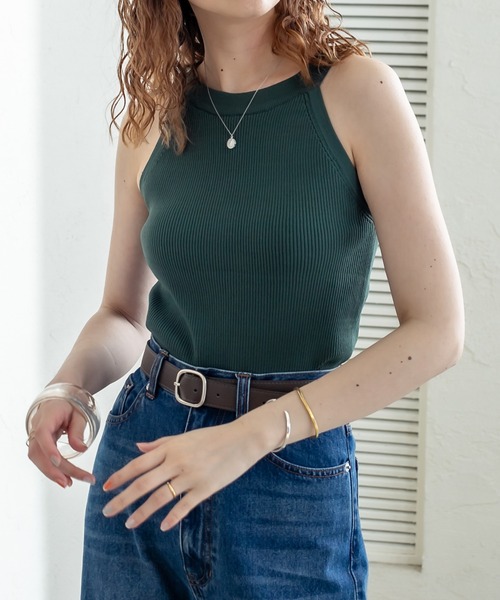 mystic（ミスティック）の「パット付アメスリニットキャミソール（キャミソール・レディース・ブラック/グリーン/アイボリー・FREE）」の3枚目の写真