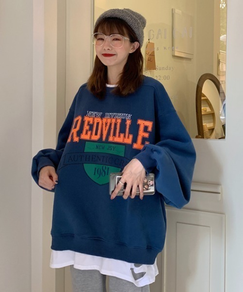 KOR（ケーオーアール）の「ビッグシルエット ロゴプルオーバー（スウェット・レディース・グレー/ブラック/ネイビー・FREE）」の7枚目の写真