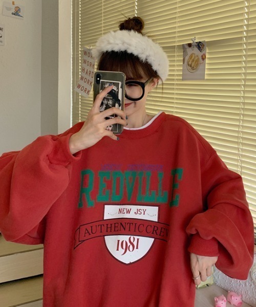 KOR（ケーオーアール）の「ビッグシルエット ロゴプルオーバー（スウェット・レディース・グレー/ブラック/ネイビー・FREE）」の14枚目の写真