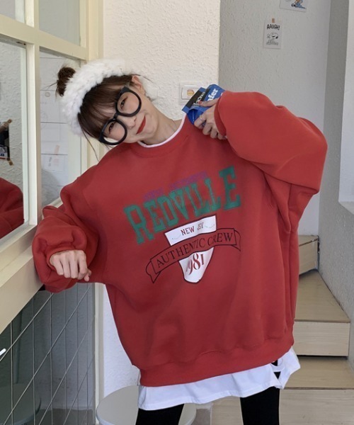 KOR（ケーオーアール）の「ビッグシルエット ロゴプルオーバー（スウェット・レディース・グレー/ブラック/ネイビー・FREE）」の13枚目の写真