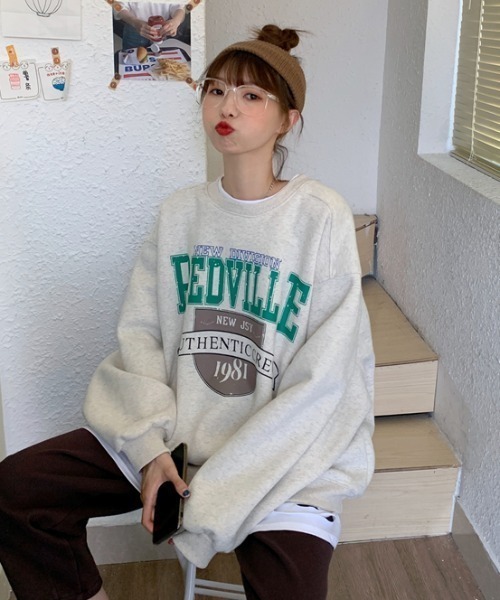 KOR（ケーオーアール）の「ビッグシルエット ロゴプルオーバー（スウェット・レディース・グレー/ブラック/ネイビー・FREE）」の12枚目の写真