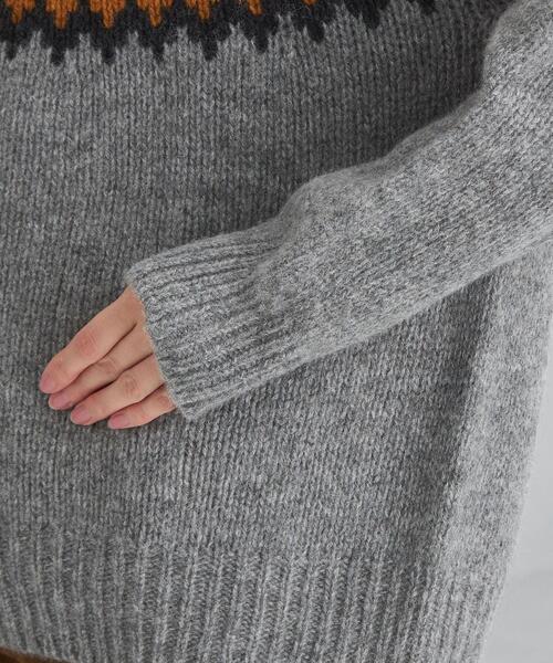 Harley of Scotland（ハーレーオブスコットランド）の「【別注】＜Harley of Scotland＞ オーバー ノルディック プルオーバー ニット（ニット/セーター・レディース・ブラック/グレー・FREE）」の10枚目の写真