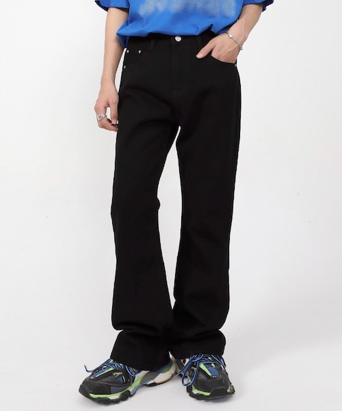 WESTBOY（ウエストボーイ）の「ルーズフレアデニムパンツ/セミワイドデニムパンツ フェード WO21S605PT 【WB ORIGINALS】（デニムパンツ・メンズ・ライトブルー/グレー/ブルー/ホワイト/ブラック/ライトグレー/ブルー系その他・M/L/XL/S）」の3枚目の写真