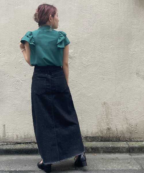 MAJESTIC LEGON(マジェスティックレゴン)の「クラシカルノースリブラウス(シャツ/ブラウス・レディース・グリーン/アイボリー/ブラック系その他/ホワイト系その他2・MEDIUM/SMALL)」の9枚目の写真