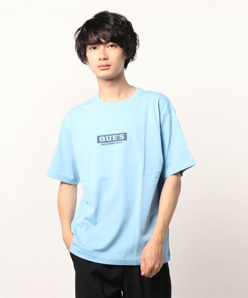 ALWAYS GOOD TIME(オルウェイズグッドタイム)の「【QUE/キュー】USAコットン ボックスロゴプリントTシャツ(Tシャツ/カットソー・メンズ・ホワイト/ブラック/グレー/サックスブルー/ピンク/イエロー/ブルー・M/L/XL)」の13枚目の写真