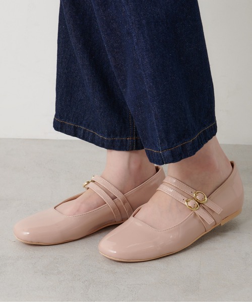 OLIVE des OLIVE（オリーブデオリーブ）の「ダブルストラップバレー/バレーシューズ（バレエシューズ・レディース・ベージュ/ブラック/ゴールド・LARGE/MEDIUM/SMALL）」の10枚目の写真