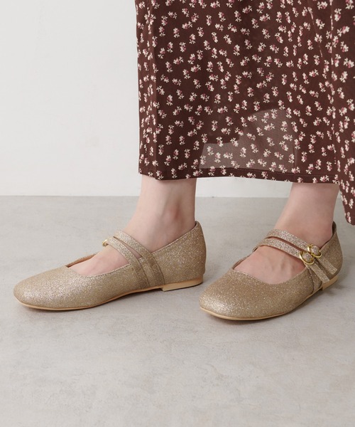 OLIVE des OLIVE（オリーブデオリーブ）の「ダブルストラップバレー/バレーシューズ（バレエシューズ・レディース・ベージュ/ブラック/ゴールド・LARGE/MEDIUM/SMALL）」の13枚目の写真