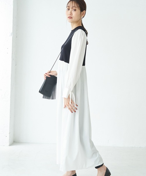 ROPE' PICNIC（ロペピクニック）の「ニット使いボリューム袖ワンピース（ワンピース・レディース・ブラック/オフホワイト/イエロー・38）」の12枚目の写真