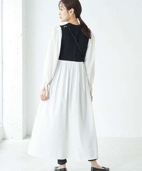 ROPE' PICNIC（ロペピクニック）の「ニット使いボリューム袖ワンピース（ワンピース・レディース・ブラック/オフホワイト/イエロー・38）」の6枚目の写真