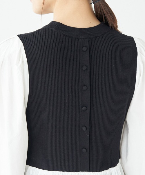 ROPE' PICNIC（ロペピクニック）の「ニット使いボリューム袖ワンピース（ワンピース・レディース・ブラック/オフホワイト/イエロー・38）」の10枚目の写真