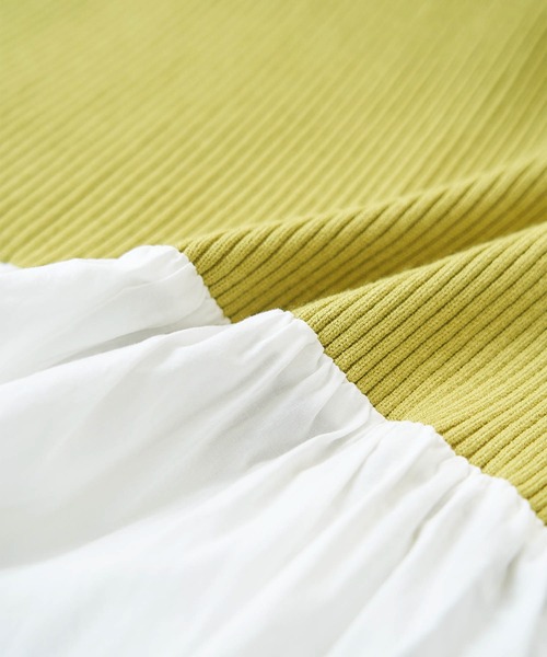 ROPE' PICNIC（ロペピクニック）の「ニット使いボリューム袖ワンピース（ワンピース・レディース・ブラック/オフホワイト/イエロー・38）」の7枚目の写真