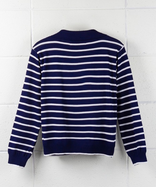 me+em select(ミームセレクト)の「襟つき配色ボーダーニット(ニット/セーター・レディース・ブラック/ネイビー/イエロー/グリーン/アイボリー・FREE)」の11枚目の写真