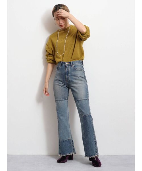 Ungrid(アングリッド)の「ハイウエストリメイクフレアデニム(デニムパンツ・レディース・ブルー・24inch/25inch/26inch)」の5枚目の写真