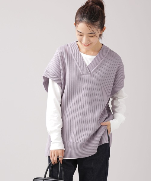 セール 思いきり洗えるニット Vネックリブベスト ベスト Nano Universe ナノユニバース のファッション通販 Zozotown