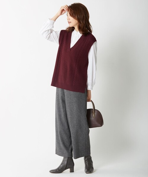 J.PRESS Ladies(J.プレス レディス)の「【洗える】WOOL ACRYLIC ニットベスト(ベスト・レディース・ワイン系/ベージュ系/ライトグレー系・SMALL)」の12枚目の写真