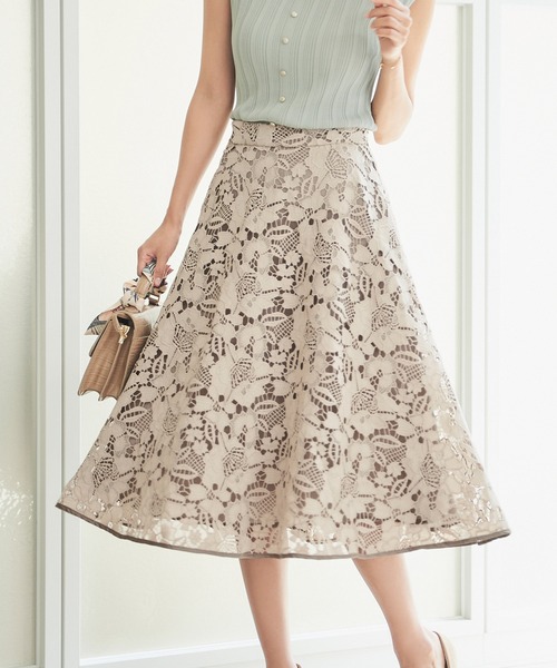 FEERICHELU（フェリーシェル）の「スカート レース フレアー FEERICHELU（スカート・レディース・ブラック/ベージュ/ピンク系その他・S/M）」の3枚目の写真