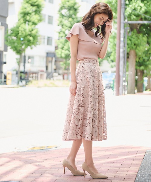 FEERICHELU（フェリーシェル）の「スカート レース フレアー FEERICHELU（スカート・レディース・ブラック/ベージュ/ピンク系その他・S/M）」の9枚目の写真