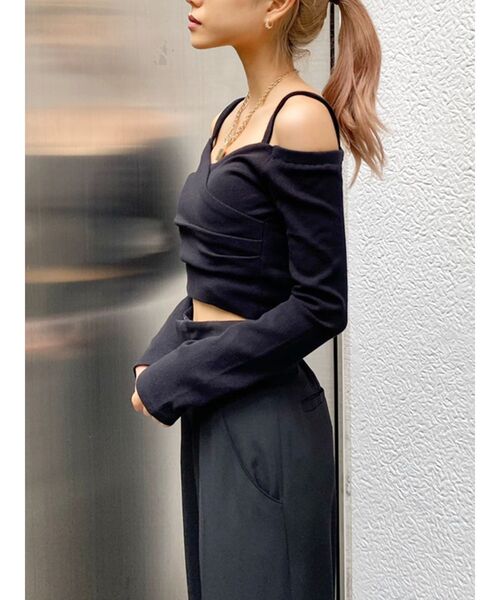 GYDA(ジェイダ)の「カシュクールデザインオフショルトップス(Tシャツ/カットソー・レディース・ブラウン/オフホワイト/ブラック・FREE)」の16枚目の写真