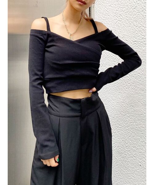 GYDA(ジェイダ)の「カシュクールデザインオフショルトップス(Tシャツ/カットソー・レディース・ブラウン/オフホワイト/ブラック・FREE)」の17枚目の写真