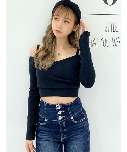 GYDA(ジェイダ)の「カシュクールデザインオフショルトップス(Tシャツ/カットソー・レディース・ブラウン/オフホワイト/ブラック・FREE)」の22枚目の写真