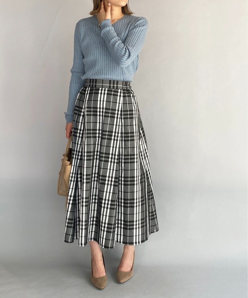 PICCIN(ピッチン)の「チェックフレアギャザースカート(スカート・レディース・ブラック/グレイッシュベージュ・M)」の15枚目の写真