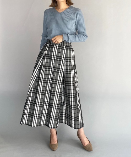 PICCIN(ピッチン)の「チェックフレアギャザースカート(スカート・レディース・ブラック/グレイッシュベージュ・M)」の16枚目の写真