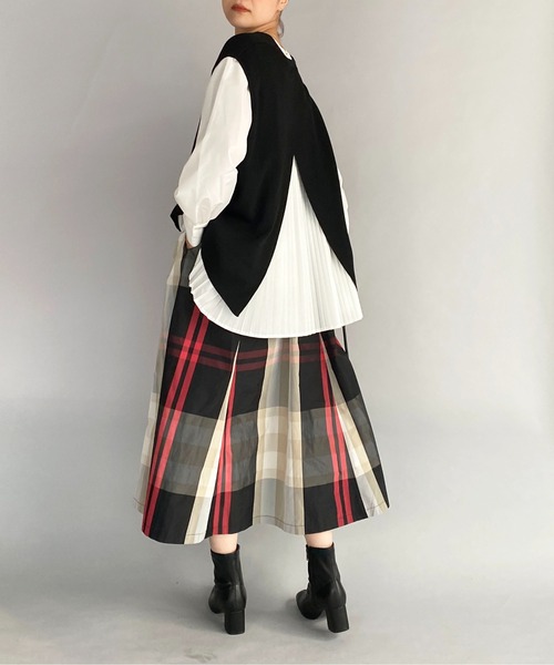 PICCIN(ピッチン)の「チェックフレアギャザースカート(スカート・レディース・ブラック/グレイッシュベージュ・M)」の8枚目の写真