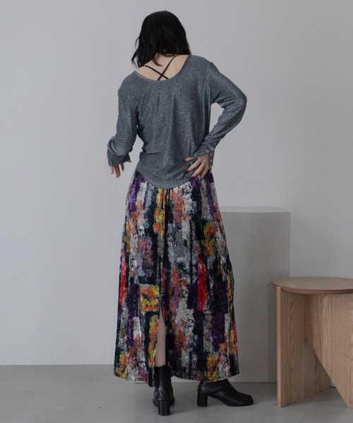 アソート柄ペンシルベロアスカート（スカート）｜VACANCY