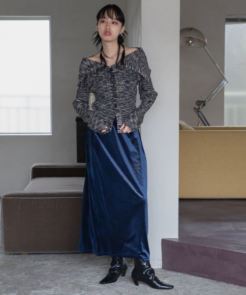 アソート柄ペンシルベロアスカート（スカート）｜VACANCY