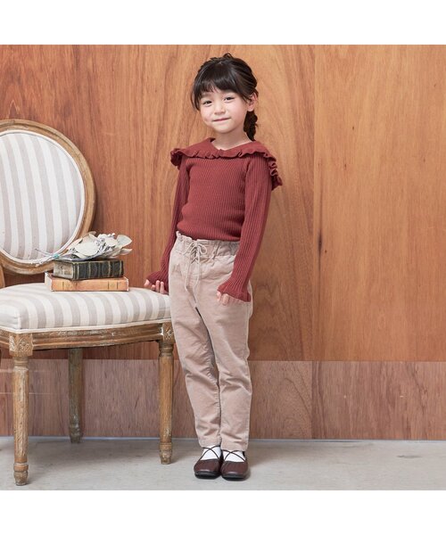 apres les cours（アプレレクール）の「ウエストリボンコーデュロイパンツ（その他パンツ・キッズ・アイボリー/ラベンダー/ベージュ/ブラウン・130/80/110/90/140/120/100）」の6枚目の写真