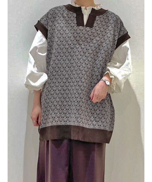 Samansa Mos2 blue（サマンサモスモスブルー）の「2WAYニットベスト（ベスト・レディース・ブラック/ベージュ/ブラウン・ﾌﾘ-）」の3枚目の写真