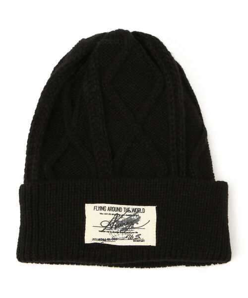 AVIREX(アヴィレックス)の「ケーブルニットキャップ/ CABLE KNIT CAP(ニットキャップ/ビーニー・レディース・オフホワイト/ブラック・FREE)」の2枚目の写真