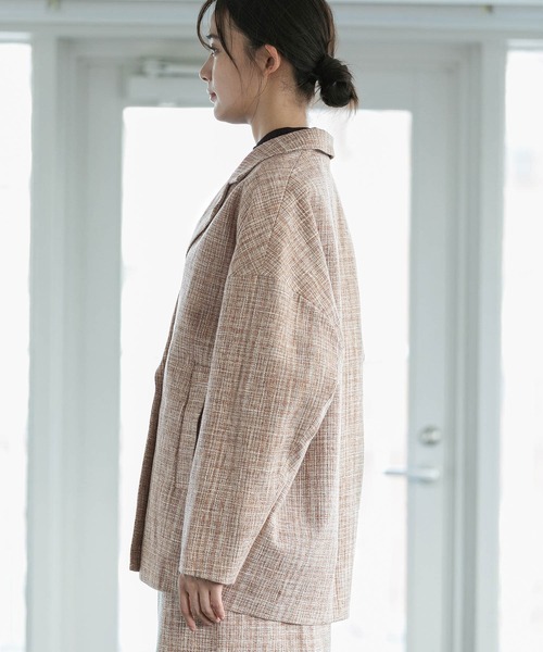 VIS（ビス）の「【セットアップ対応】カラーツイードゆるジャコット（チェスターコート・レディース・ブラック/ベージュ・M/S）」の10枚目の写真