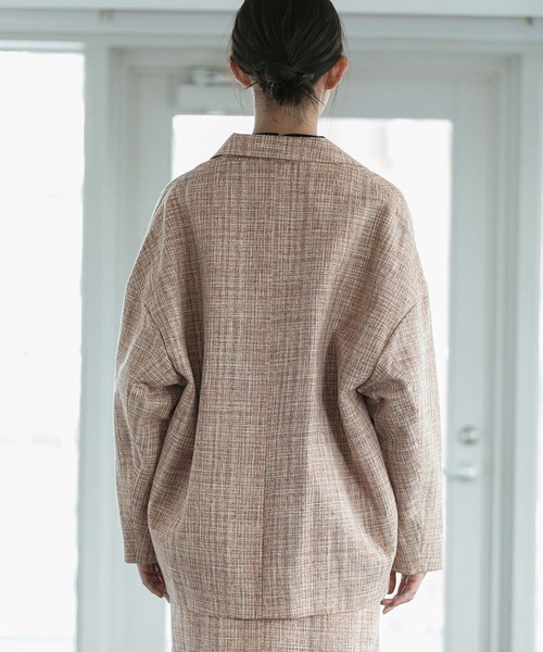 VIS（ビス）の「【セットアップ対応】カラーツイードゆるジャコット（チェスターコート・レディース・ブラック/ベージュ・M/S）」の11枚目の写真