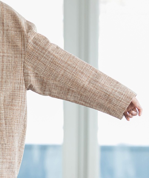 VIS（ビス）の「【セットアップ対応】カラーツイードゆるジャコット（チェスターコート・レディース・ブラック/ベージュ・M/S）」の13枚目の写真