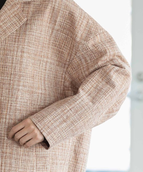 VIS（ビス）の「【セットアップ対応】カラーツイードゆるジャコット（チェスターコート・レディース・ブラック/ベージュ・M/S）」の14枚目の写真