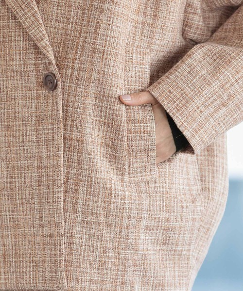 VIS（ビス）の「【セットアップ対応】カラーツイードゆるジャコット（チェスターコート・レディース・ブラック/ベージュ・M/S）」の15枚目の写真