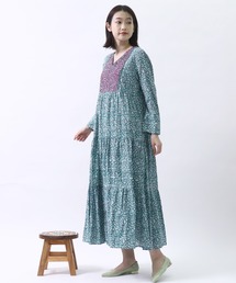 【 ne Quittez pas / ヌキテパ 】ドビーチェックリーフプリント ワンピース ドレス 010421GP3 LCF