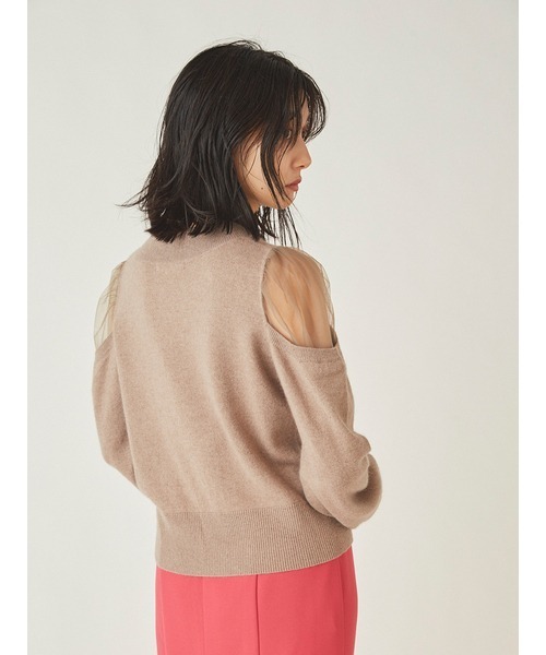 SNIDEL（スナイデル）の「シースルーショルダーニットトップス（ニット/セーター・レディース・ブラック/ベージュ/ブラウン・FREE）」の5枚目の写真