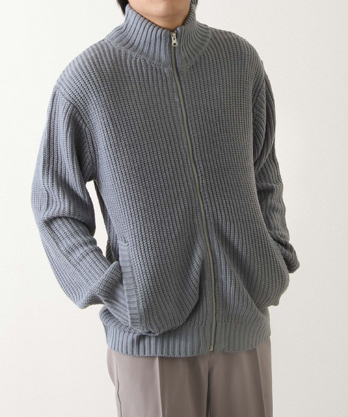 ZIP FIVE（ジップファイブ）の「【ZIP FIVE】あぜ編みドライバーズニット（ニット/セーター・メンズ・ブラック/ネイビー/ブルー/グリーン/グレイッシュベージュ/チャコール・MEDIUM/LARGE）」の6枚目の写真