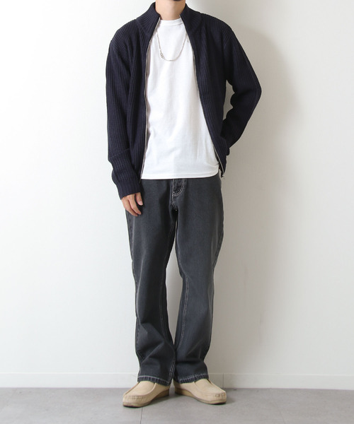 ZIP FIVE（ジップファイブ）の「【ZIP FIVE】あぜ編みドライバーズニット（ニット/セーター・メンズ・ブラック/ネイビー/ブルー/グリーン/グレイッシュベージュ/チャコール・MEDIUM/LARGE）」の15枚目の写真