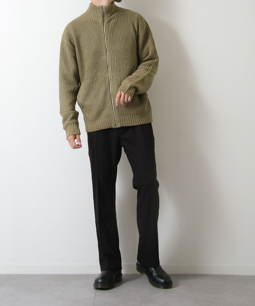 ZIP FIVE（ジップファイブ）の「【ZIP FIVE】あぜ編みドライバーズニット（ニット/セーター・メンズ・ブラック/ネイビー/ブルー/グリーン/グレイッシュベージュ/チャコール・MEDIUM/LARGE）」の13枚目の写真