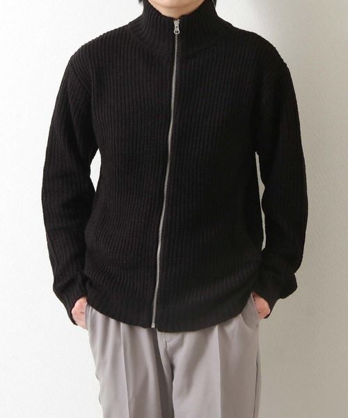 ZIP FIVE（ジップファイブ）の「【ZIP FIVE】あぜ編みドライバーズニット（ニット/セーター・メンズ・ブラック/ネイビー/ブルー/グリーン/グレイッシュベージュ/チャコール・MEDIUM/LARGE）」の8枚目の写真