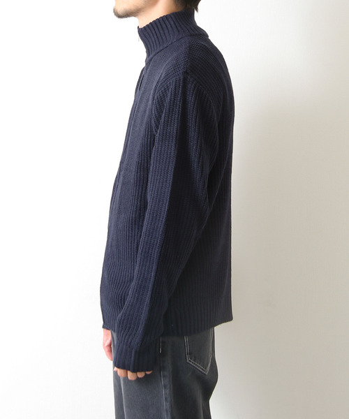 ZIP FIVE（ジップファイブ）の「【ZIP FIVE】あぜ編みドライバーズニット（ニット/セーター・メンズ・ブラック/ネイビー/ブルー/グリーン/グレイッシュベージュ/チャコール・MEDIUM/LARGE）」の20枚目の写真